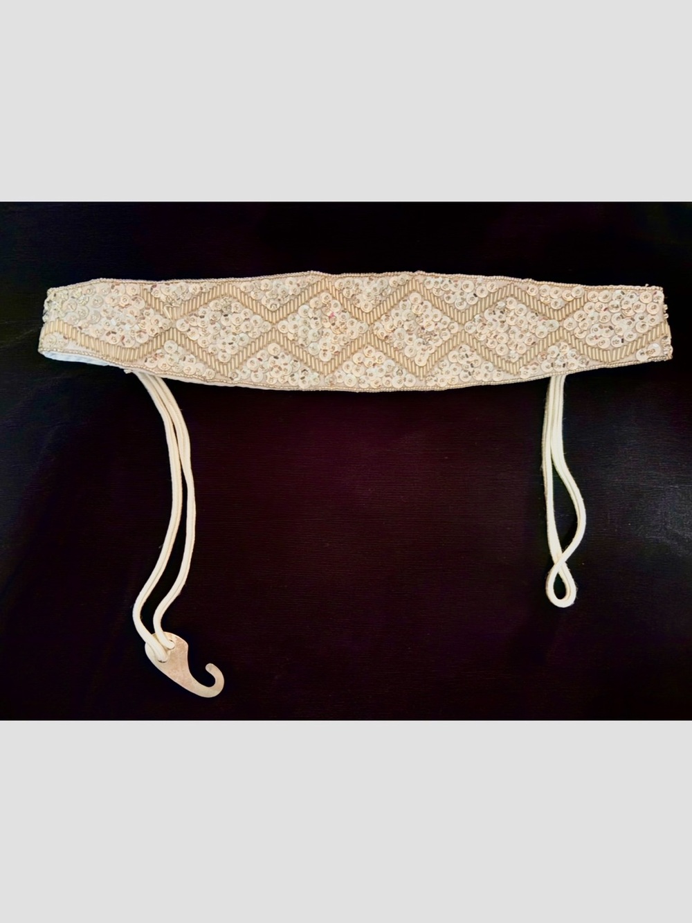 New Embellished Ivory Beaded Waist Belt